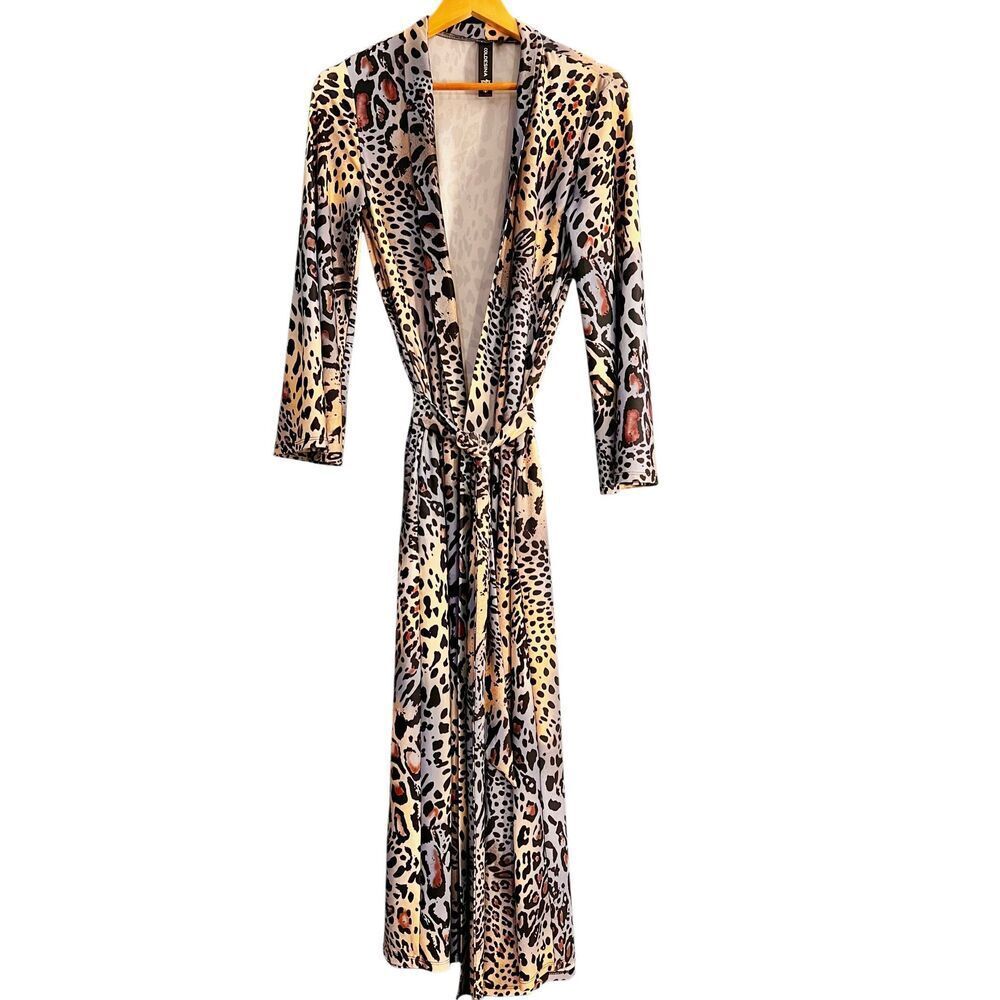 Coldesina Duster Women Leopard Prin Kimono Robe Size Small - Picture 2 of 3